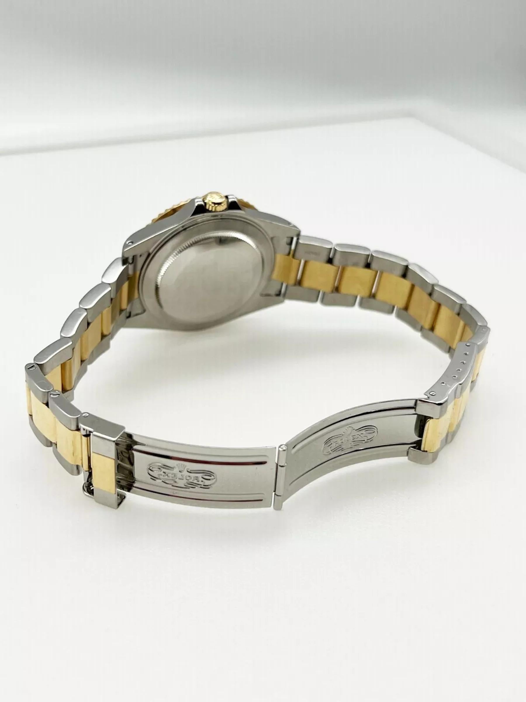 Rolex GMT Master II 16713 Black Dial 18K Yellow Gold Stainless Steel Box Paper For Sale 3