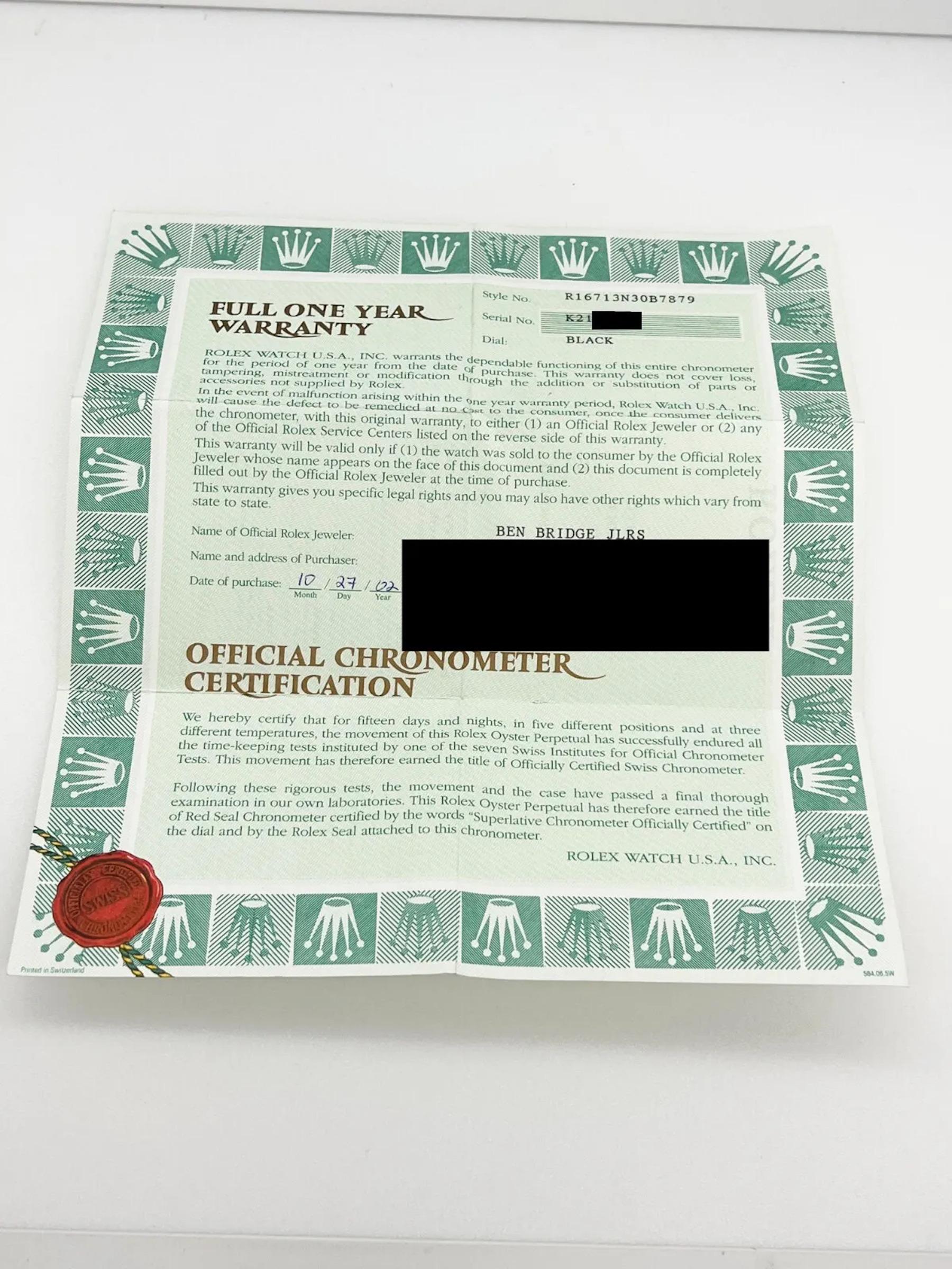 Rolex GMT Master II 16713 Black Dial 18K Yellow Gold Stainless Steel Box Paper For Sale 4