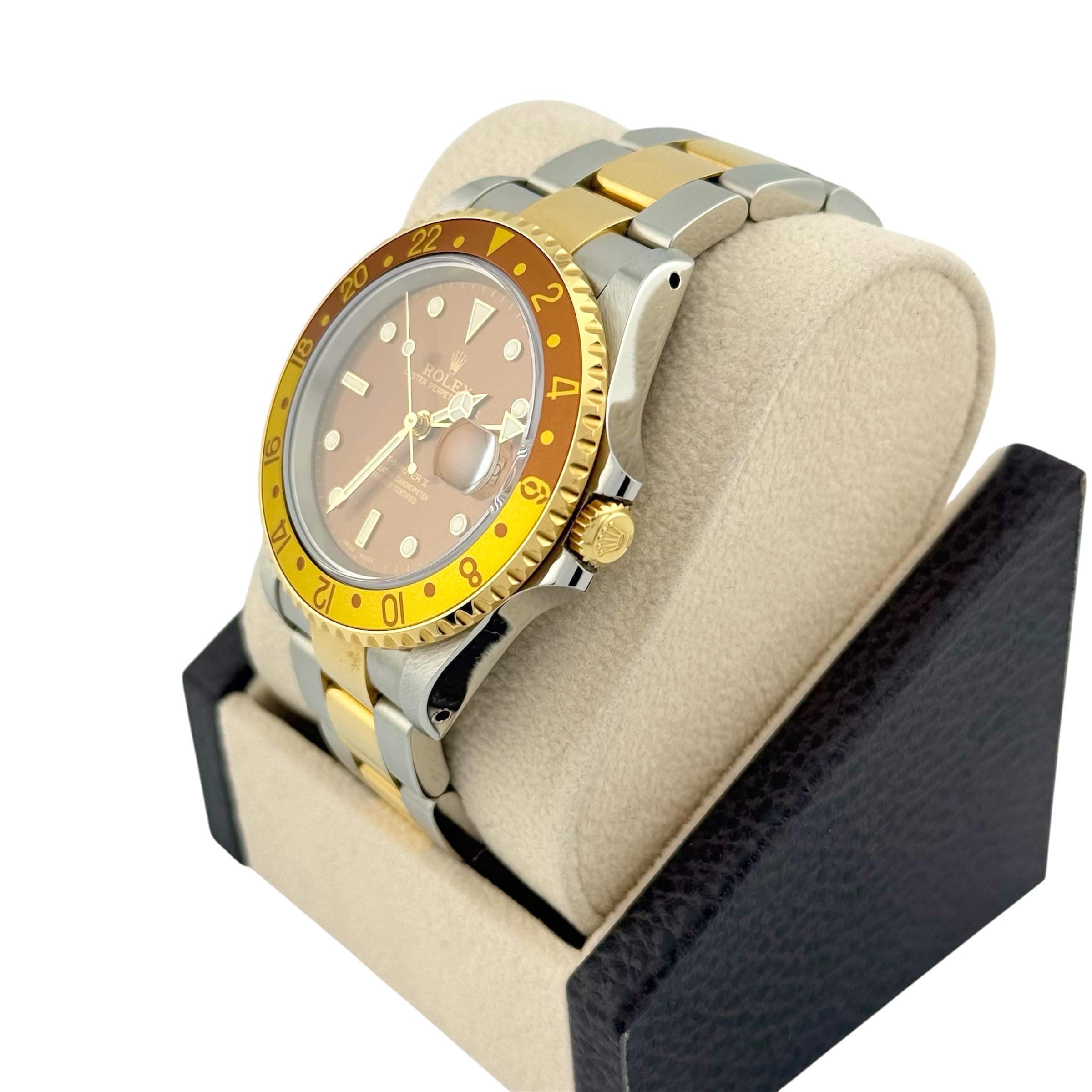 Rolex GMT Master II 16713 Root Beer Or jaune 18K Acier inoxydable Boîte Papier en vente 6