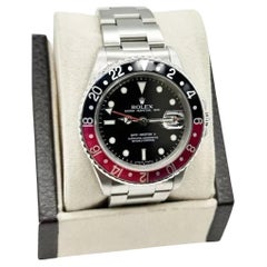 Rolex GMT Master II 16760 Coke Fat Lady 40mm Schwarz & Rot Lünette Edelstahl