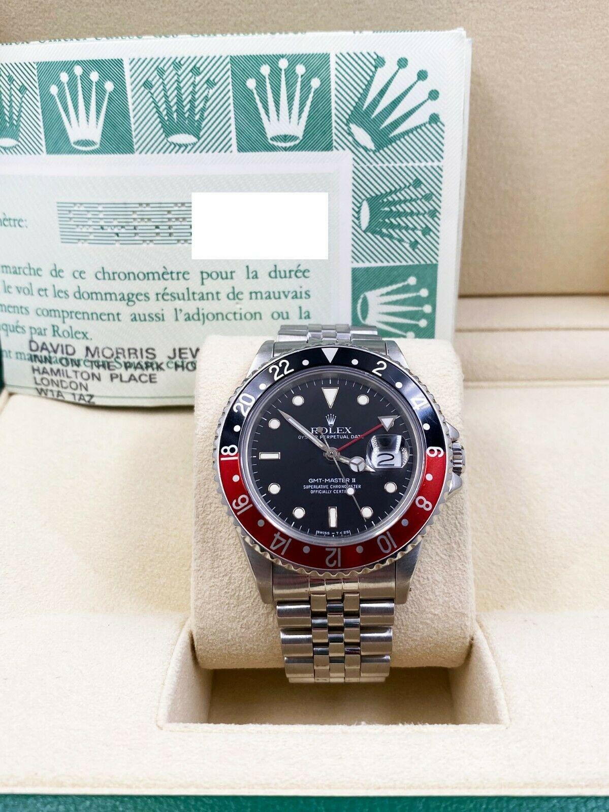 Rolex GMT Master II 16760 Fat Lady Coke Red Black Stainless Box Paper Unpolished 1