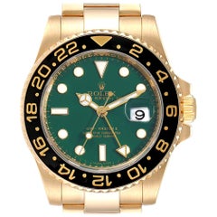 Rolex GMT Master II 18 Karat Yellow Gold Green Dial Men's Watch 116718