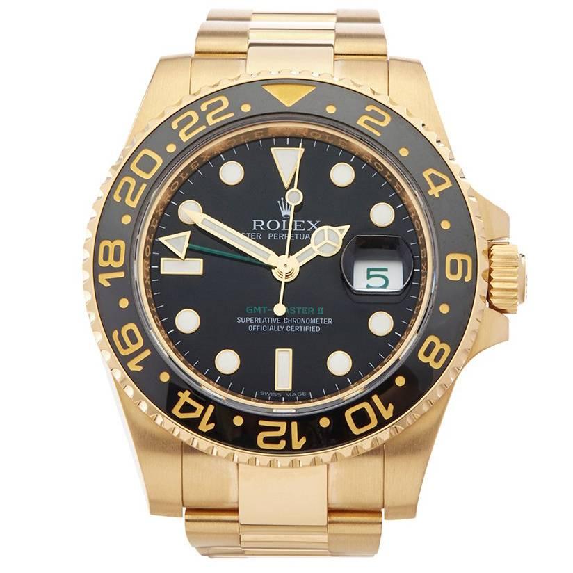 Rolex GMT Master II 18 Karat Yellow Gold Men's 116718