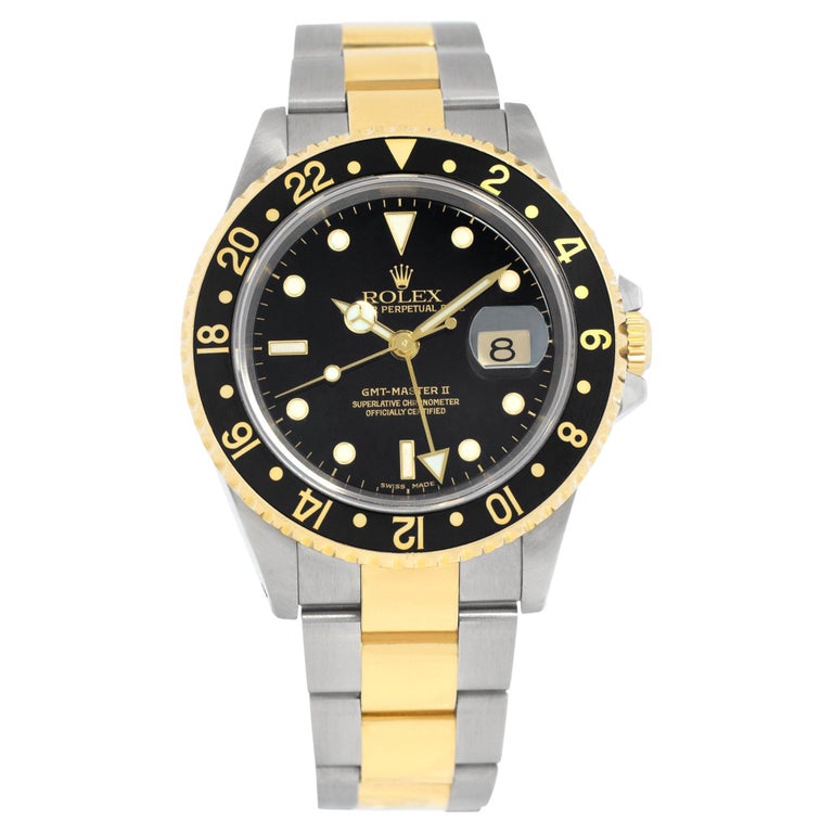Montre-bracelet Rolex Gmt-Master Ii en or 18 carats et acier inoxydable  Réf. 16713 sur 1stDibs