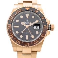 Rolex GMT-Master II 18K Rose Gold Root Beer Black Dial Mens Watch 126715CHNR