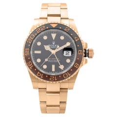 Rolex GMT-Master II 18K Rose Gold Root Beer Black Dial Mens Watch 126715CHNR
