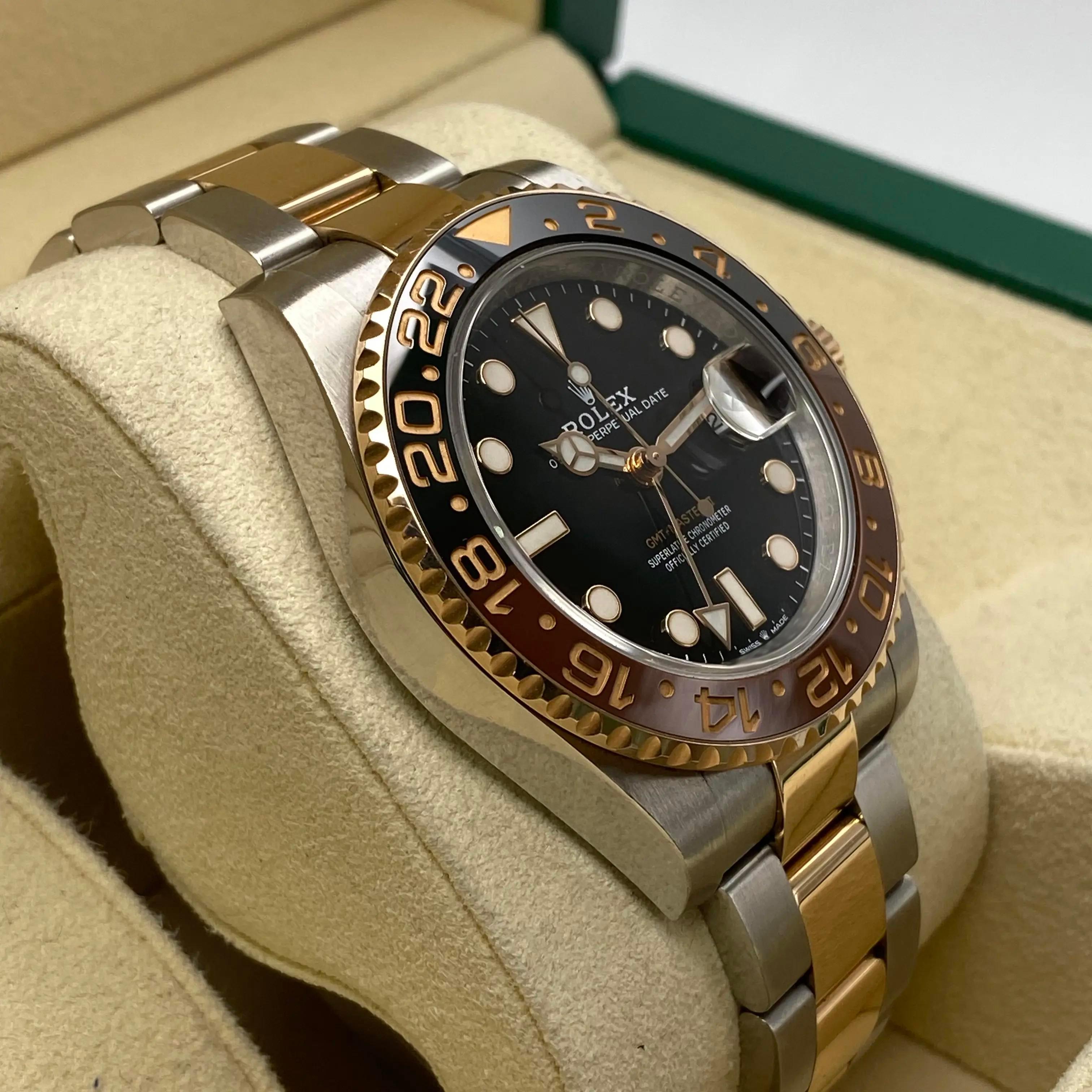 Rolex GMT-Master II 18K Roségold Stahl Schwarzes Zifferblatt Herrenuhr 126711CHNR im Angebot 1