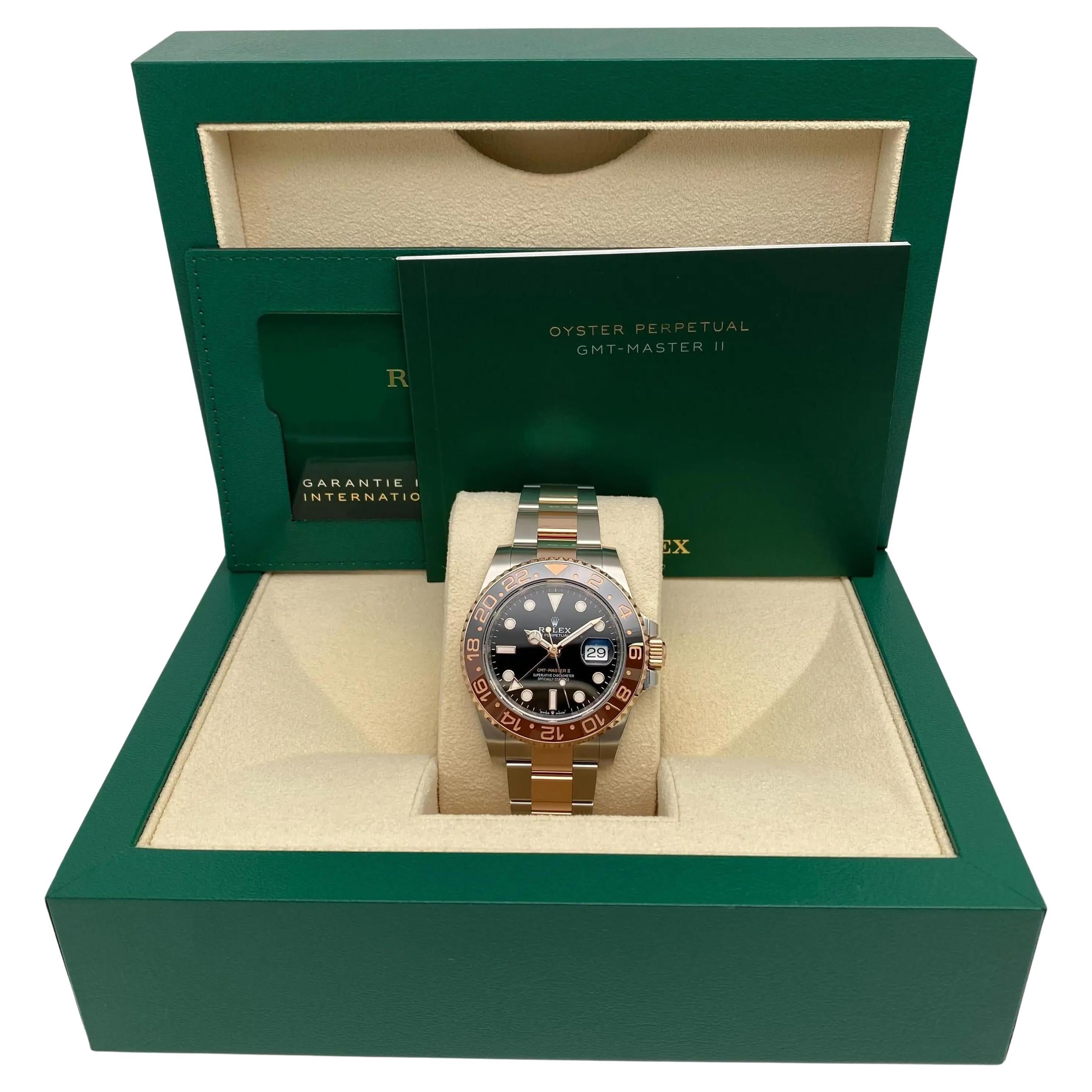 Rolex GMT-Master II 18K Roségold Stahl Schwarzes Zifferblatt Herrenuhr 126711CHNR