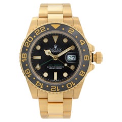 Used Rolex GMT-Master II 18K Yellow Gold Black Dial Automatic Mens Watch 116718LN