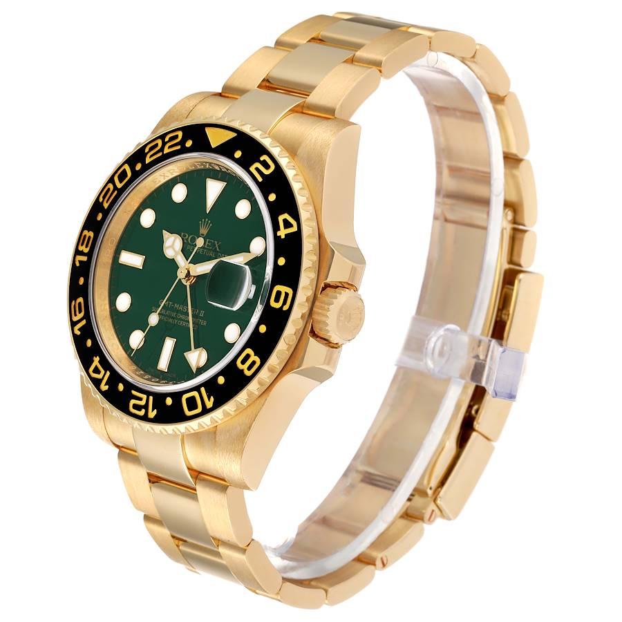 Rolex Montre GMT Master II en or jaune 18 carats avec cadran vert pour hommes 116718 Pour hommes en vente