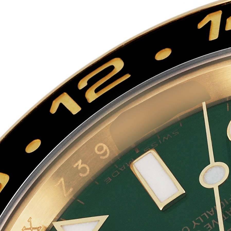 Rolex GMT Master II 18K Yellow Gold Green Dial Mens Watch 116718 In Excellent Condition For Sale In Atlanta, GA
