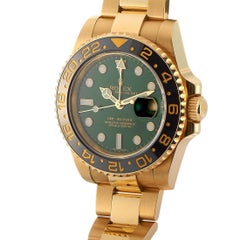 Rolex GMT-Master II 18K Yellow Gold Green Dial Watch 116718LN