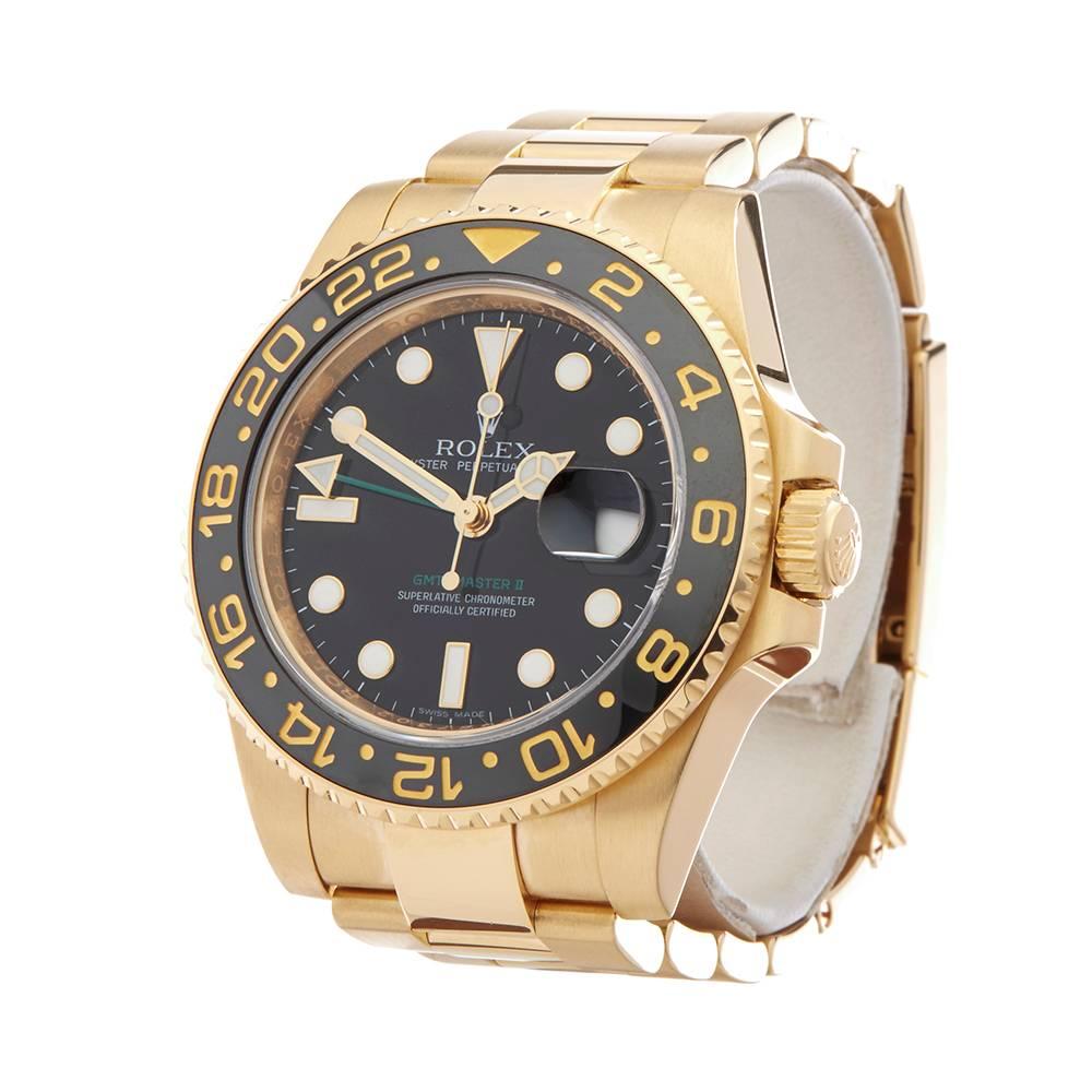 Xupes Reference: W4640
Manufacturer: Rolex
Model: GMT-Master II
Model Ref: 116718
Age: Circa 2005
Gender: Men's
Box and Papers: Box Only
Dial: Black
Glass: Sapphire Crystal
Movement: Automatic
Water Resistance: To Manufacturers Specifications
Case: