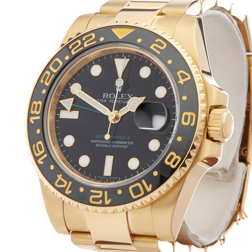 Rolex GMT Master II 18 Karat Yellow Gold Men's 116718 In Excellent Condition In Bishop's Stortford, Hertfordshire