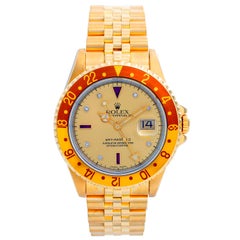 Retro Rolex GMT-Master II 18 Karat Yellow Gold Men's Watch 16718