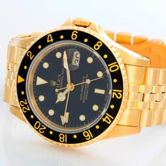 Rolex GMT, Master II 18 Karat Yellow Gold Watch 16718 Black Dial