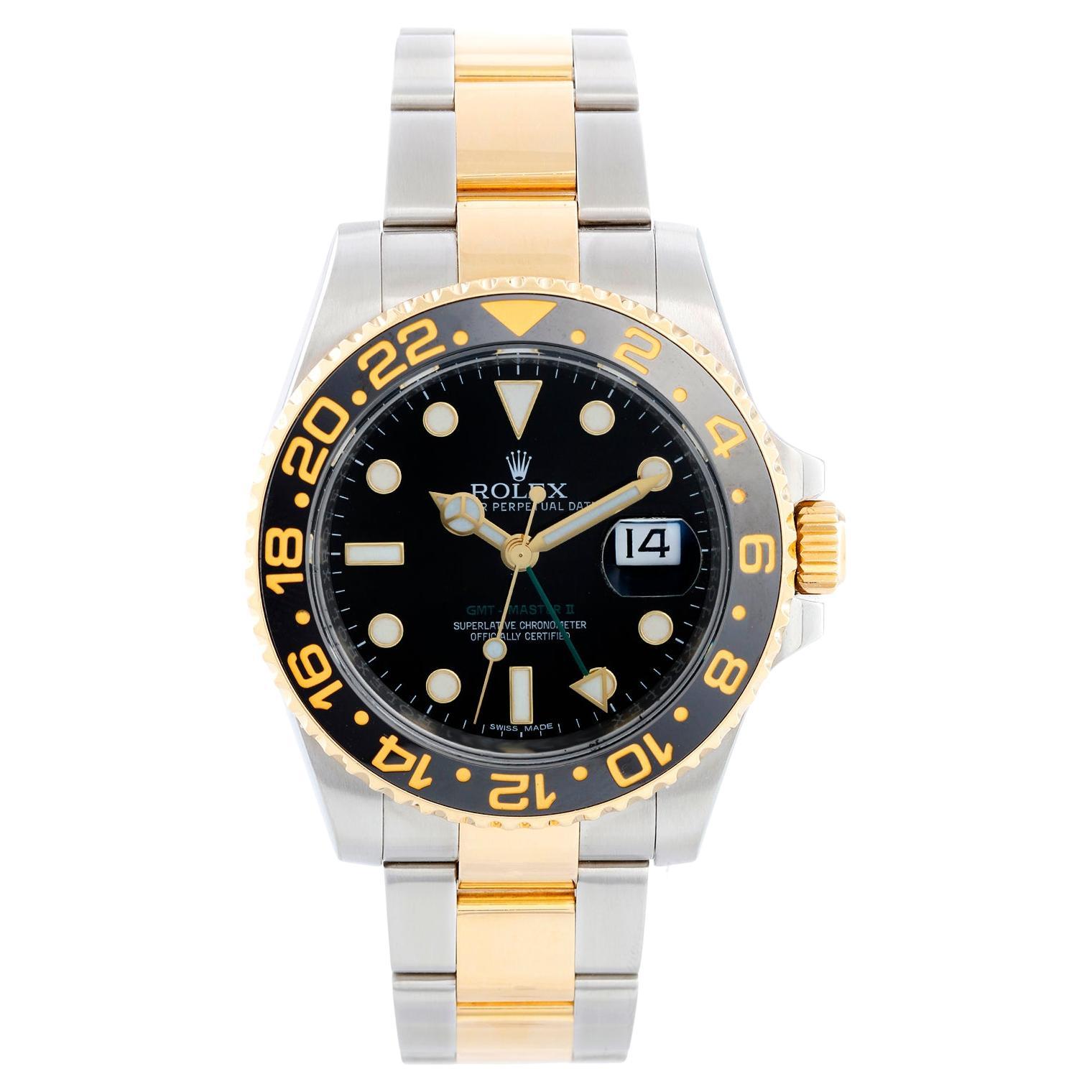 Rolex GMT-Master II 2-Tone Men
s Watch 116713 with Green GMT Hand