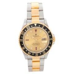 Rolex GMT-Master II 2-Tone Men's Watch 16713 with Ruby Serti Dial