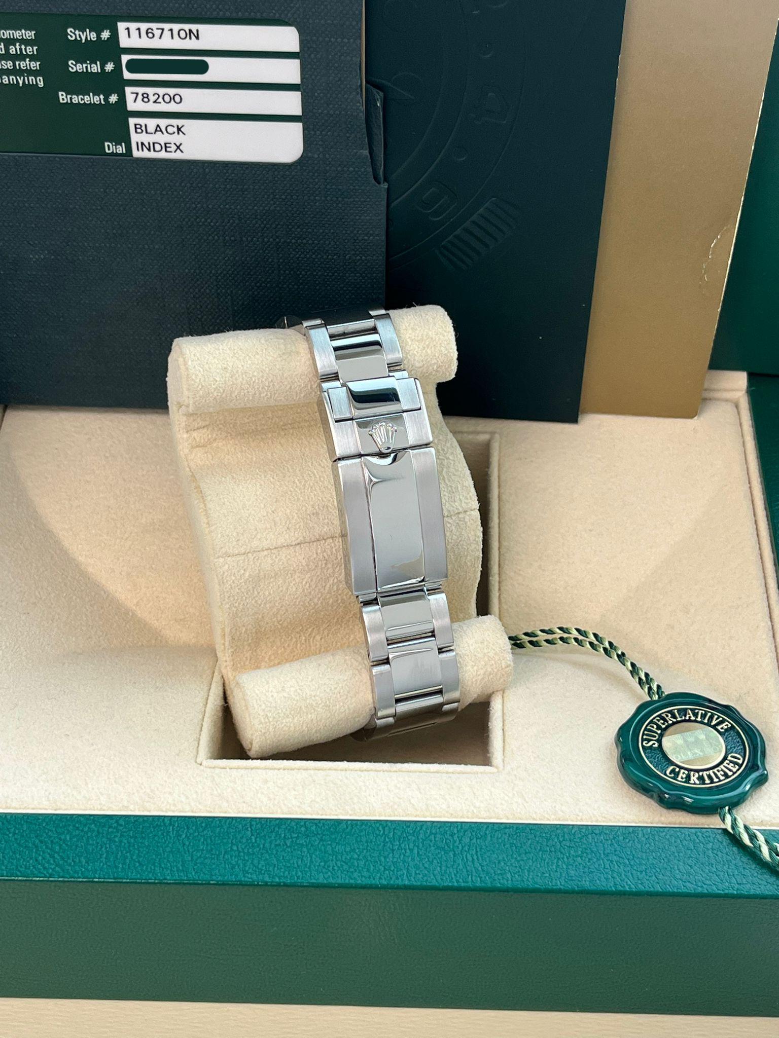 Rolex GMT Master II 40 Black Dial Green Hand Ceramic Bezel Steel Watch 116710LN For Sale 12