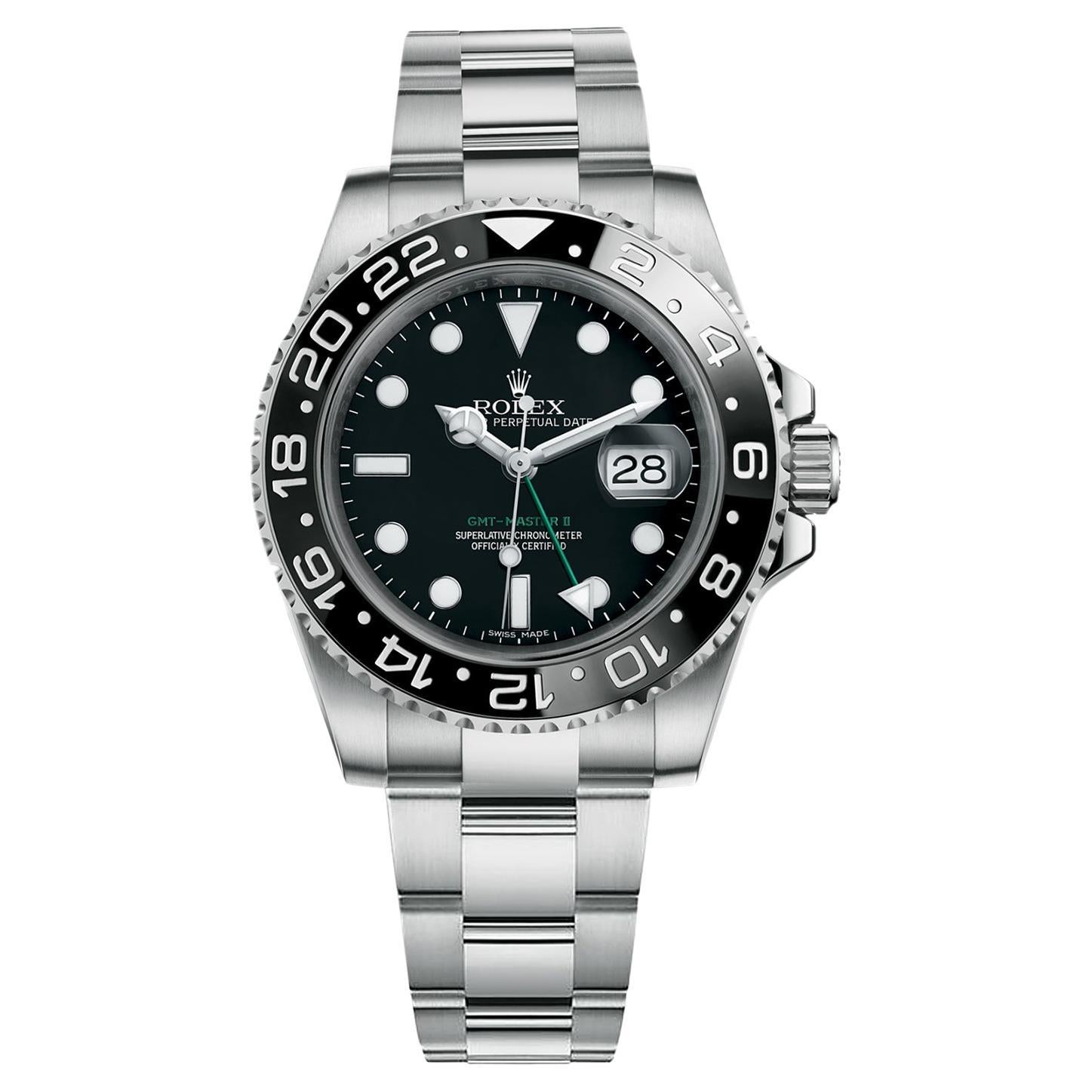 Reloj Rolex GMT Master II 40 Esfera Negra Bisel de Cerámica con Manecilla Verde 116710LN