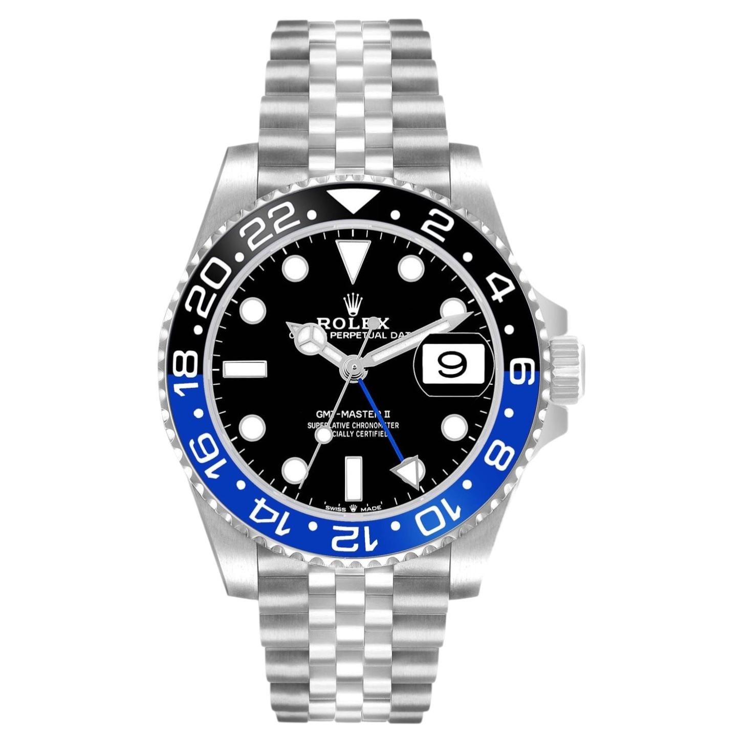 Rolex GMT-Master II 40mm Batgirl Negro Azul Bisel Acero Reloj Hombre 126710BLNR