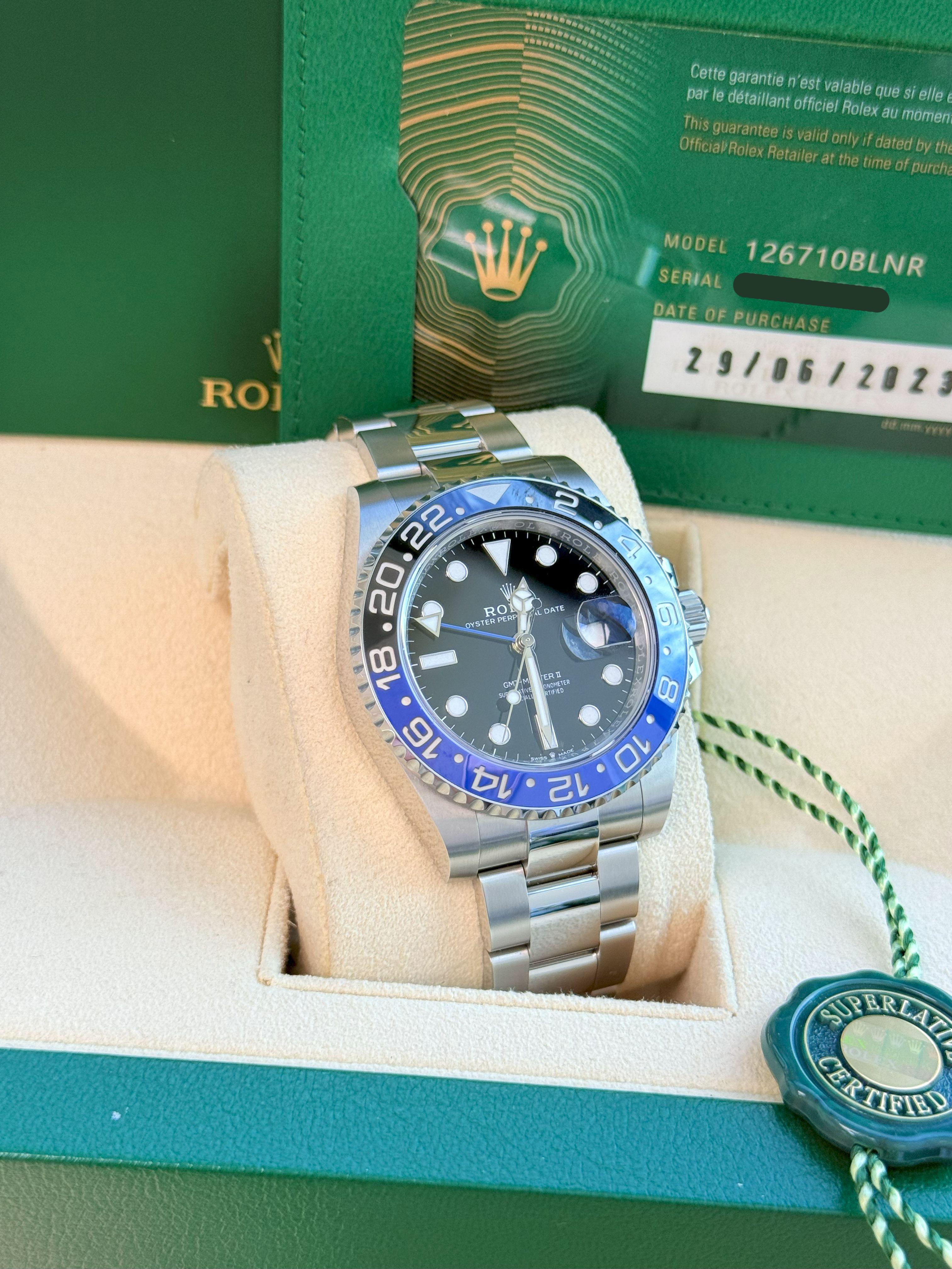 Rolex GMT-Master II 40mm Batman Black Blue Ceramic Bezel Oyster Watch 126710 For Sale 5