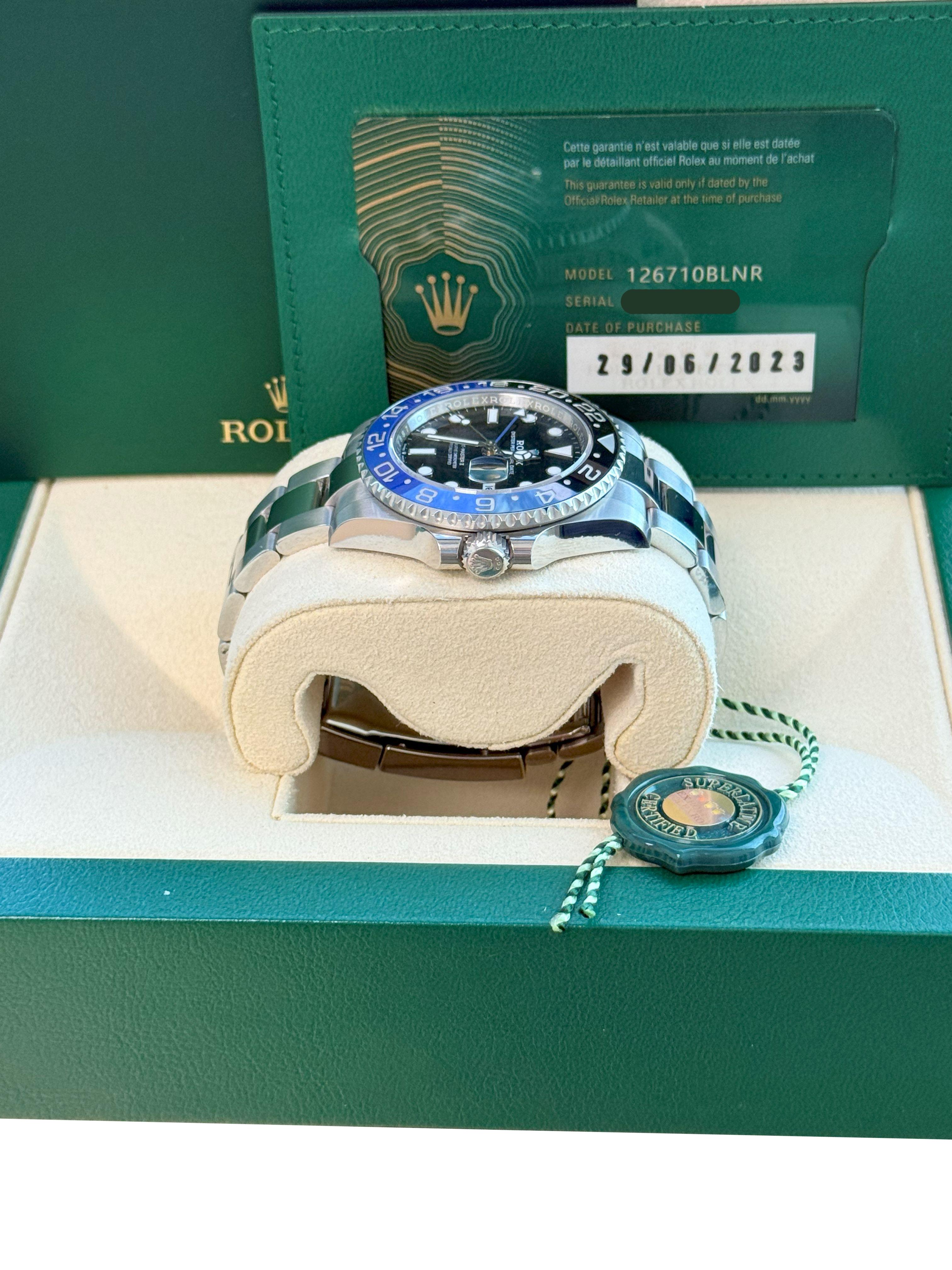 Rolex GMT-Master II 40mm Batman Black Blue Ceramic Bezel Oyster Watch 126710 For Sale 9