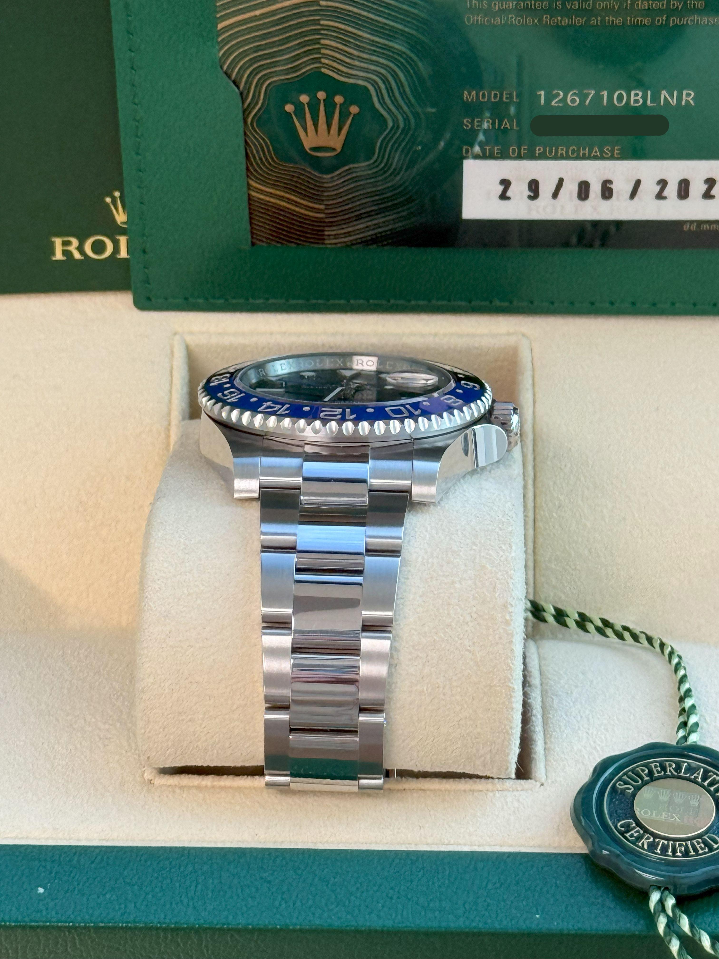Rolex GMT-Master II 40mm Batman Black Blue Ceramic Bezel Oyster Watch 126710 For Sale 12