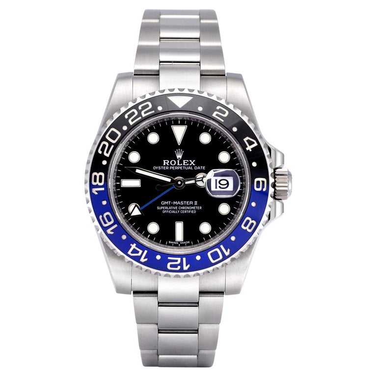 Rolex GMTMaster II Batman Ceramic Black Blue Bezel Steel Watch