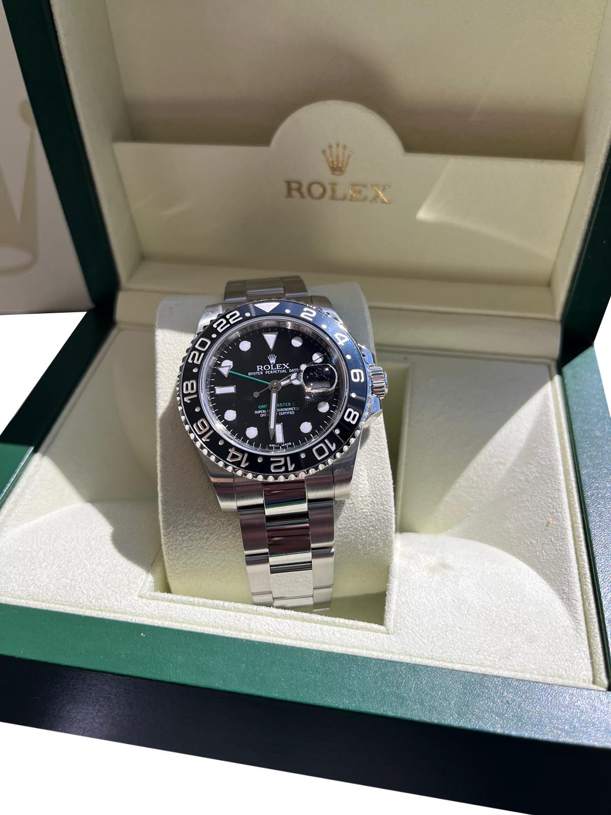 Rolex GMT-Master II 40mm GMT Date Black Dial Stainless Steel Date Watch 116710LN 8