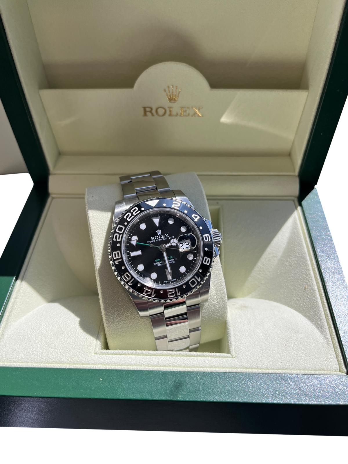 Rolex GMT-Master II 40mm GMT Date Black Dial Stainless Steel Date Watch 116710LN 1
