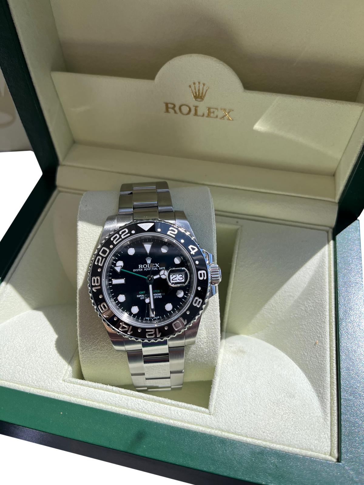 Rolex GMT-Master II 40mm GMT Date Black Dial Stainless Steel Date Watch 116710LN 2