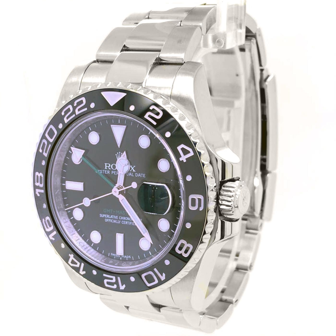 Modernist Rolex GMT-Master II Men's Steel Watch Black Dial Ceramic Bezel 116710LN