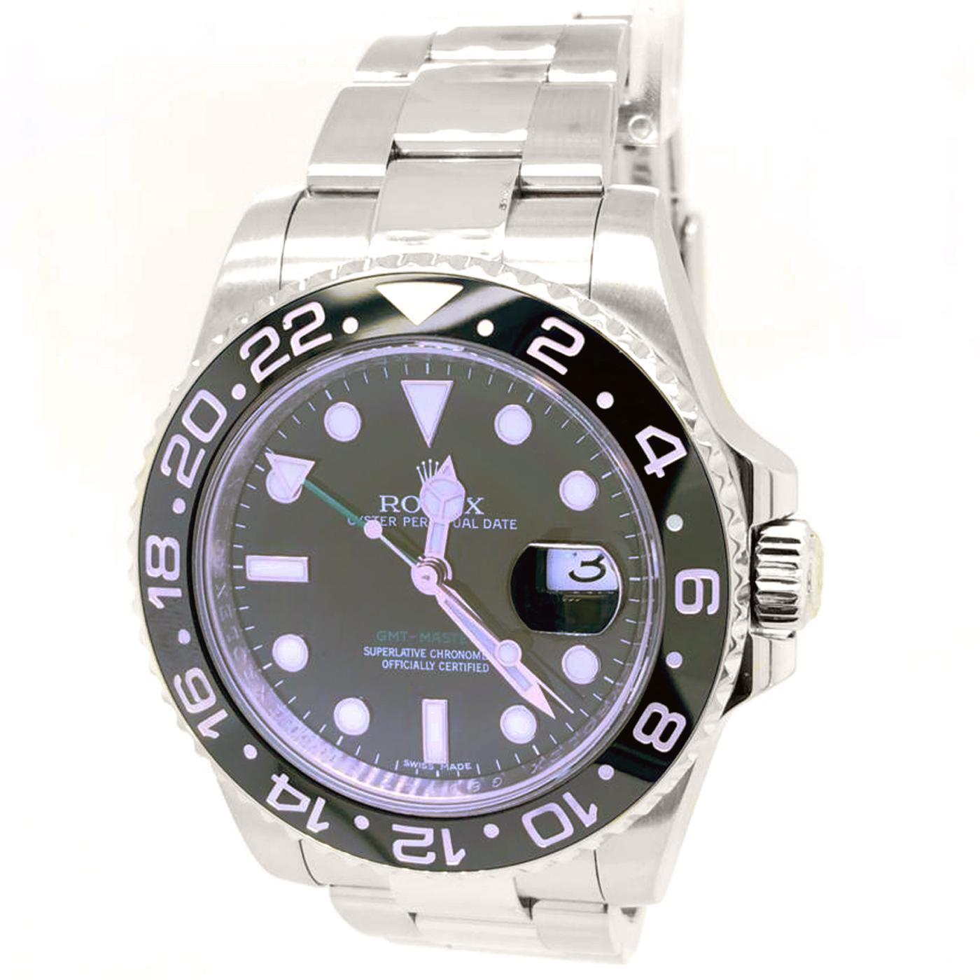 Rolex GMT-Master II Men's Steel Watch Black Dial Ceramic Bezel 116710LN In Good Condition In Aventura, FL