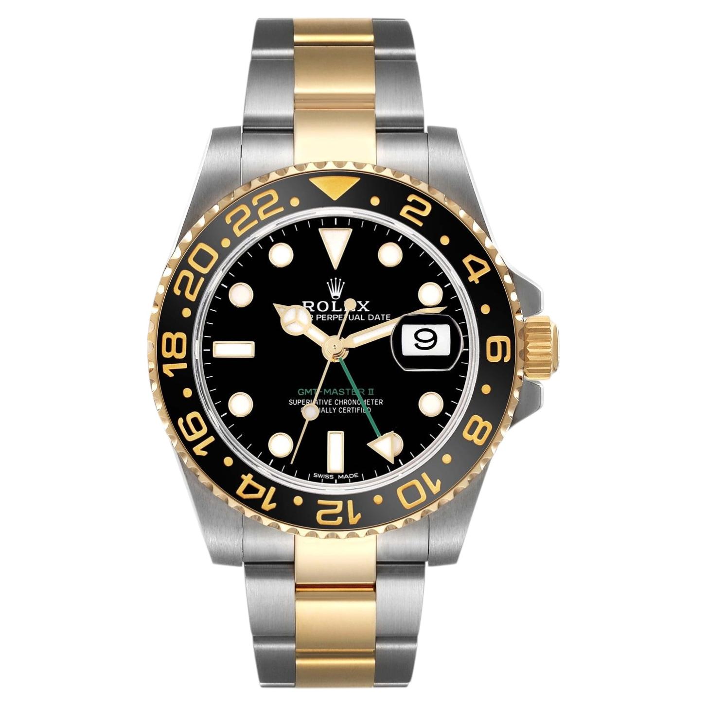 Rolex GMT-Master II 40mm Steel Yellow Gold Two-Tone Ceramic Bezel Watch 116713LN For Sale
