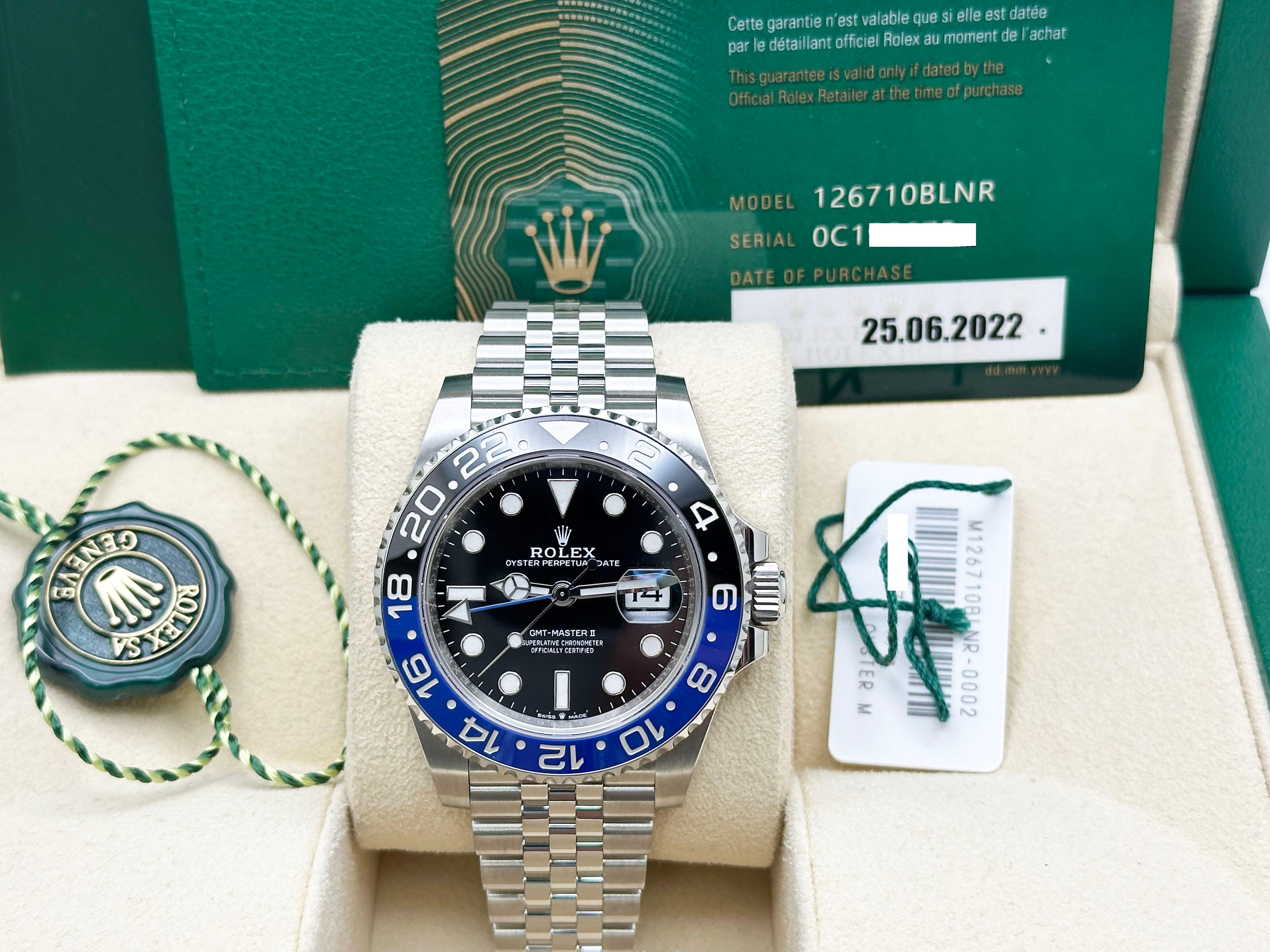 Rolex GMT Master II Batgirl 126710BLNR Noir Bleu Céramique Inox Boîte Papier 4