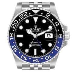 Rolex Montre GMT Master II Batgirl en acier avec lunette noire et bleue, pour hommes 126710, avec carte boîte