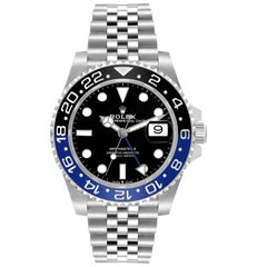 Rolex Montre GMT Master II Batgirl en acier avec lunette noire et bleue, pour hommes 126710, avec carte boîte