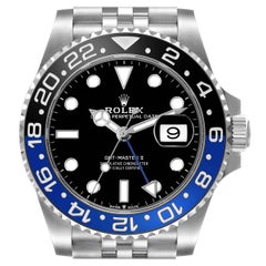Rolex Montre GMT Master II Batgirl en acier avec lunette noire et bleue, pour hommes 126710, avec carte boîte