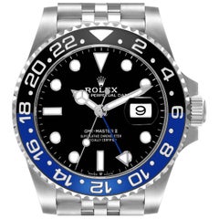 Rolex Montre GMT Master II Batgirl en acier avec lunette noire et bleue, pour hommes 126710, avec carte boîte
