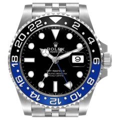 Rolex GMT Master II Batgirl Black Blue Bezel Steel Mens Watch 126710 Box Card