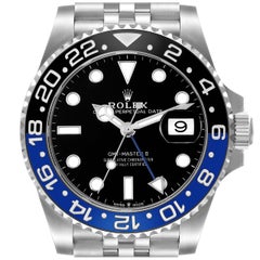Rolex GMT Master II Batgirl Black Blue Bezel Steel Mens Watch 126710 Card
