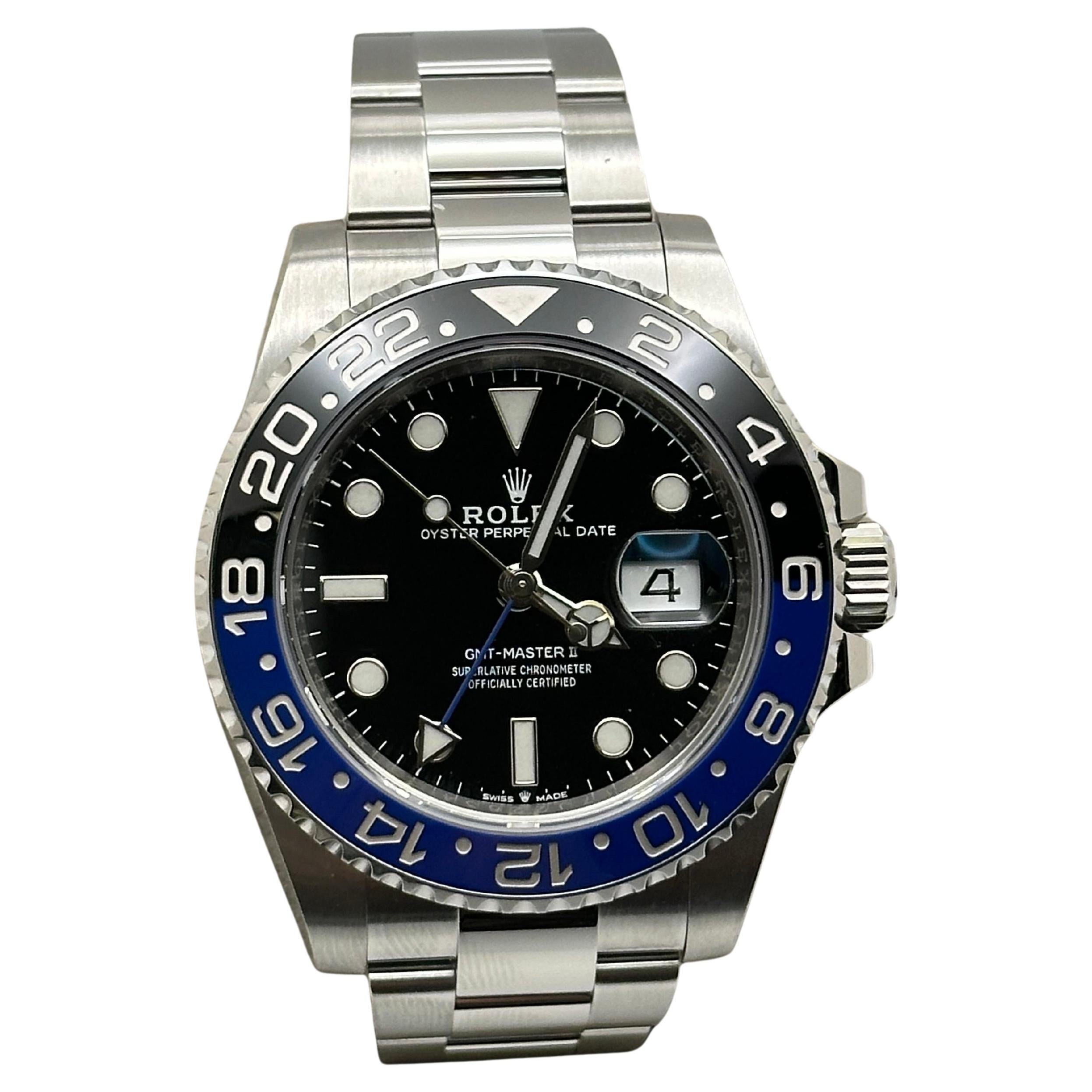 Rolex GMT Master II Batman 126710BLNR Black Blue Ceramic Steel Box Paper 2022 For Sale