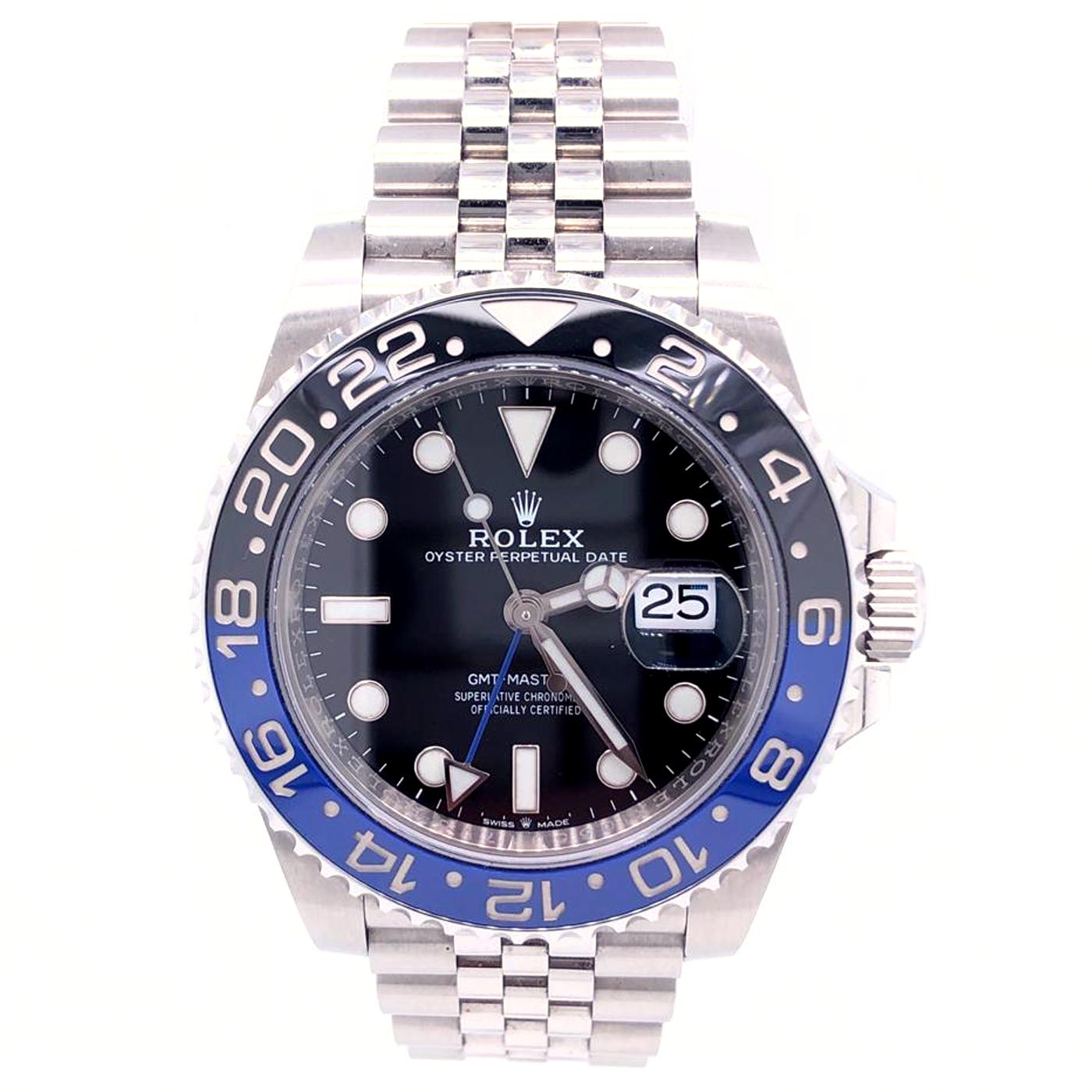 Rolex GMT Master II Batman 2019 Steel Automatic Black Dial Men Watch 126710BLNR

This model features a black dial and a blue and black Cerachrom bezel. Designed to show the time in two different time zones simultaneously during intercontinental
