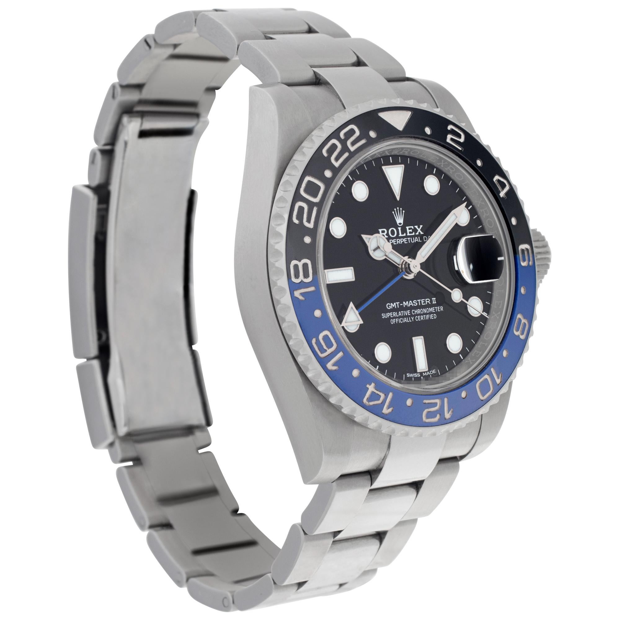 Rolex GMT Master II Masterly Batman 116710 Excellent état - En vente à Surfside, FL