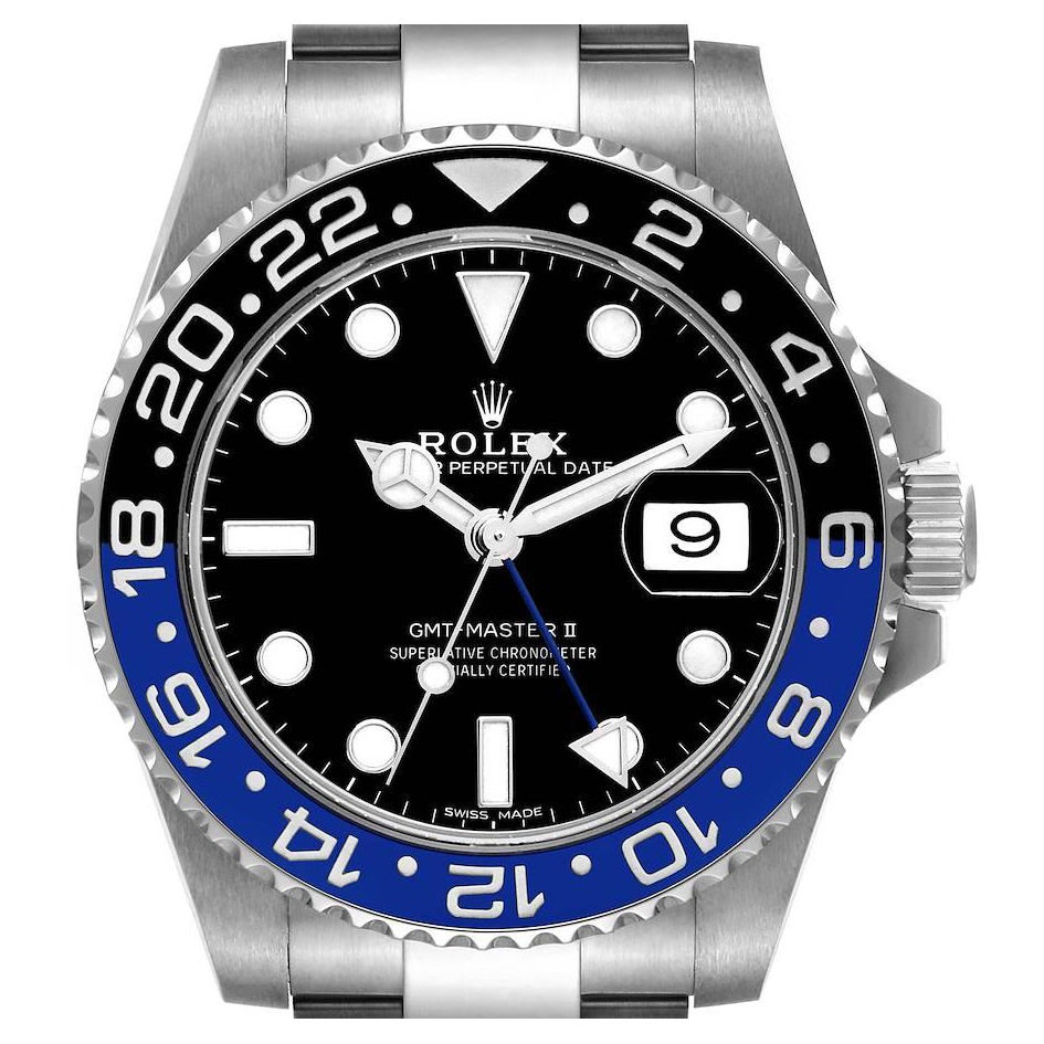 Rolex GMT Master II Batman Orologio in acciaio con ghiera in ceramica blu e nero 116710 Scatola
