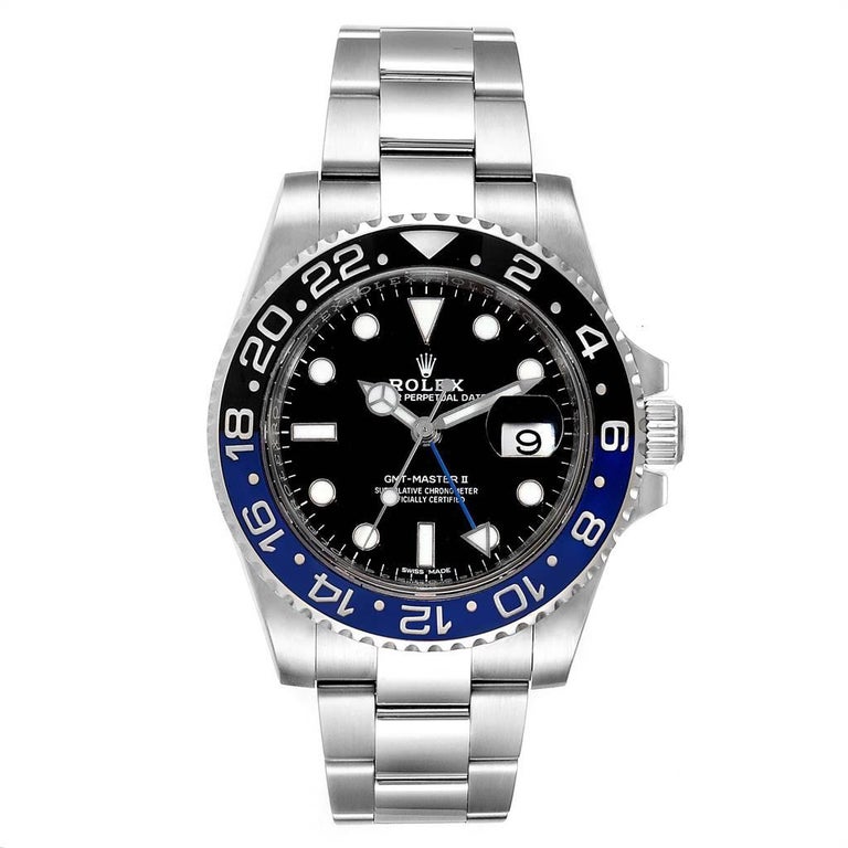 Rolex Gmt Master Ii Batman Blue Black Bezel Steel Watch 116710 Box Card For Sale At 1stdibs