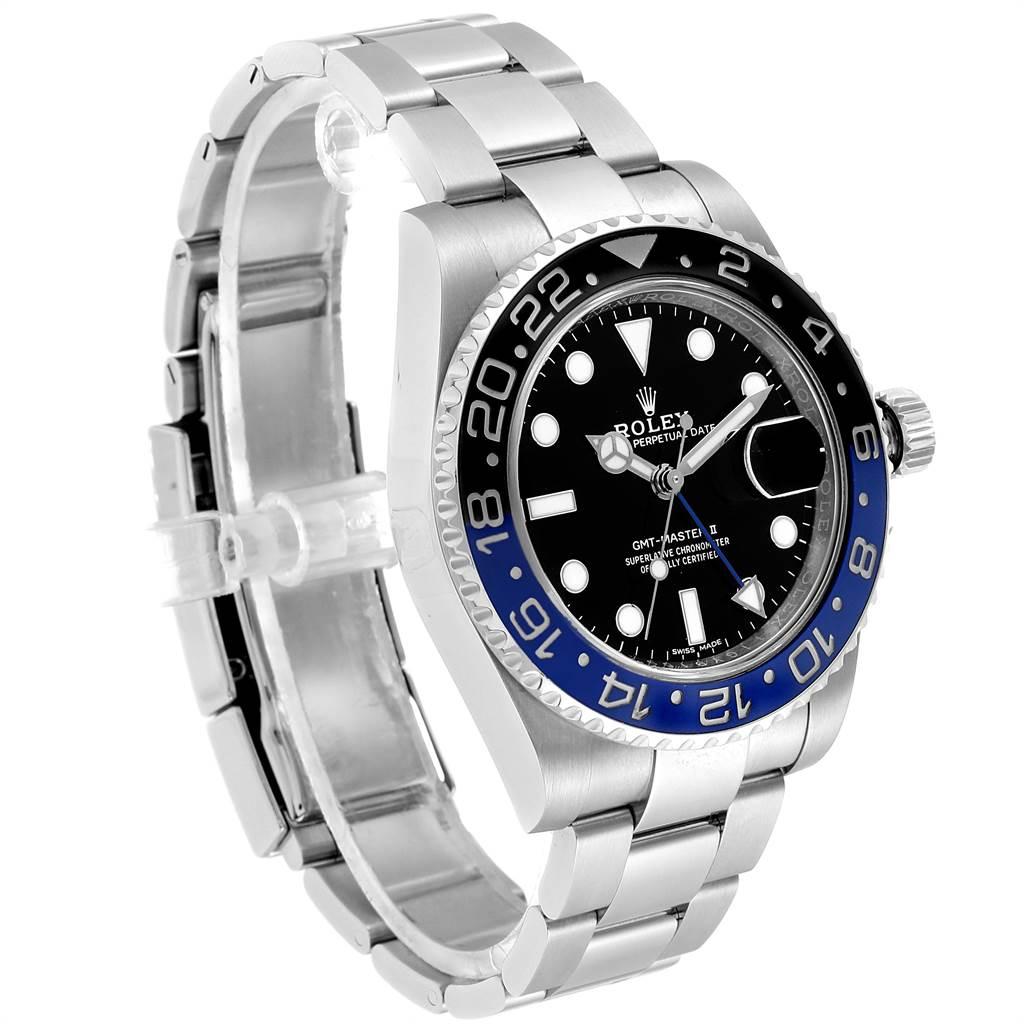 Rolex GMT Master II Batman Blue Black Bezel Steel Watch 116710 Box Card In Excellent Condition In Atlanta, GA