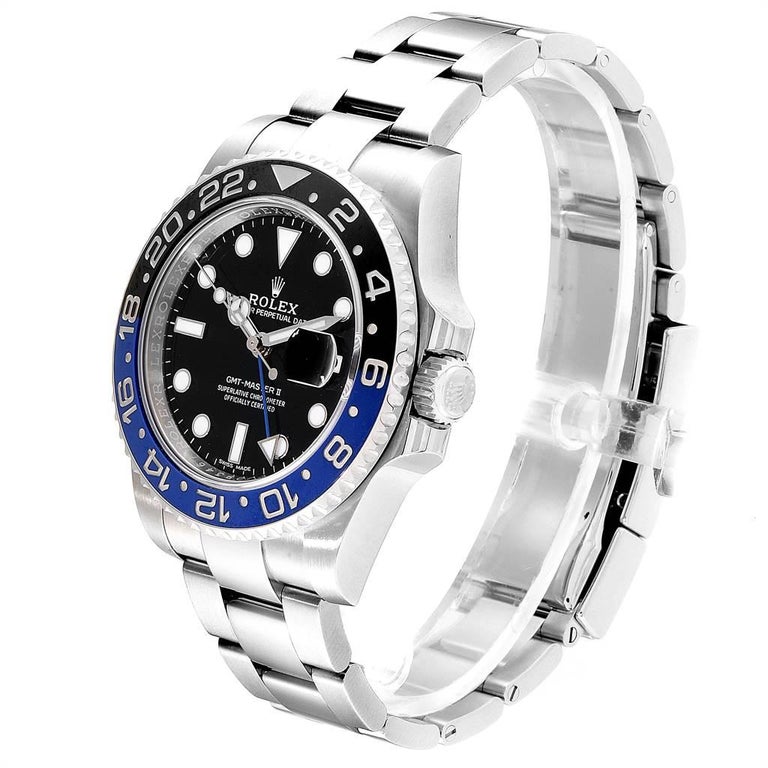 Rolex Gmt Master Ii Batman Blue Black Bezel Steel Watch 116710 Box Card For Sale At 1stdibs
