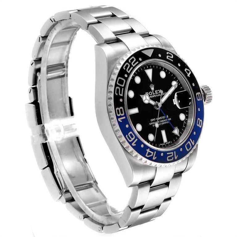 Rolex Gmt Master Ii Batman Blue Black Bezel Steel Watch 116710 Box Card For Sale At 1stdibs